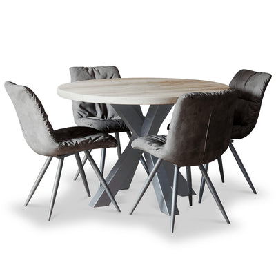 Rowley Round Dining Table with 4 Addison Chairs