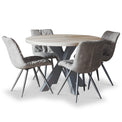 Rowley Round Dining Table with 4 Addison Light Grey Chairs