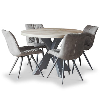 Rowley Round Dining Table with 4 Addison Chairs