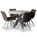 Rowley Round Dining Table with 4 Addison Dark Brown Chairs