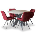 Rowley Round Dining Table with 4 Addison Red Chairs
