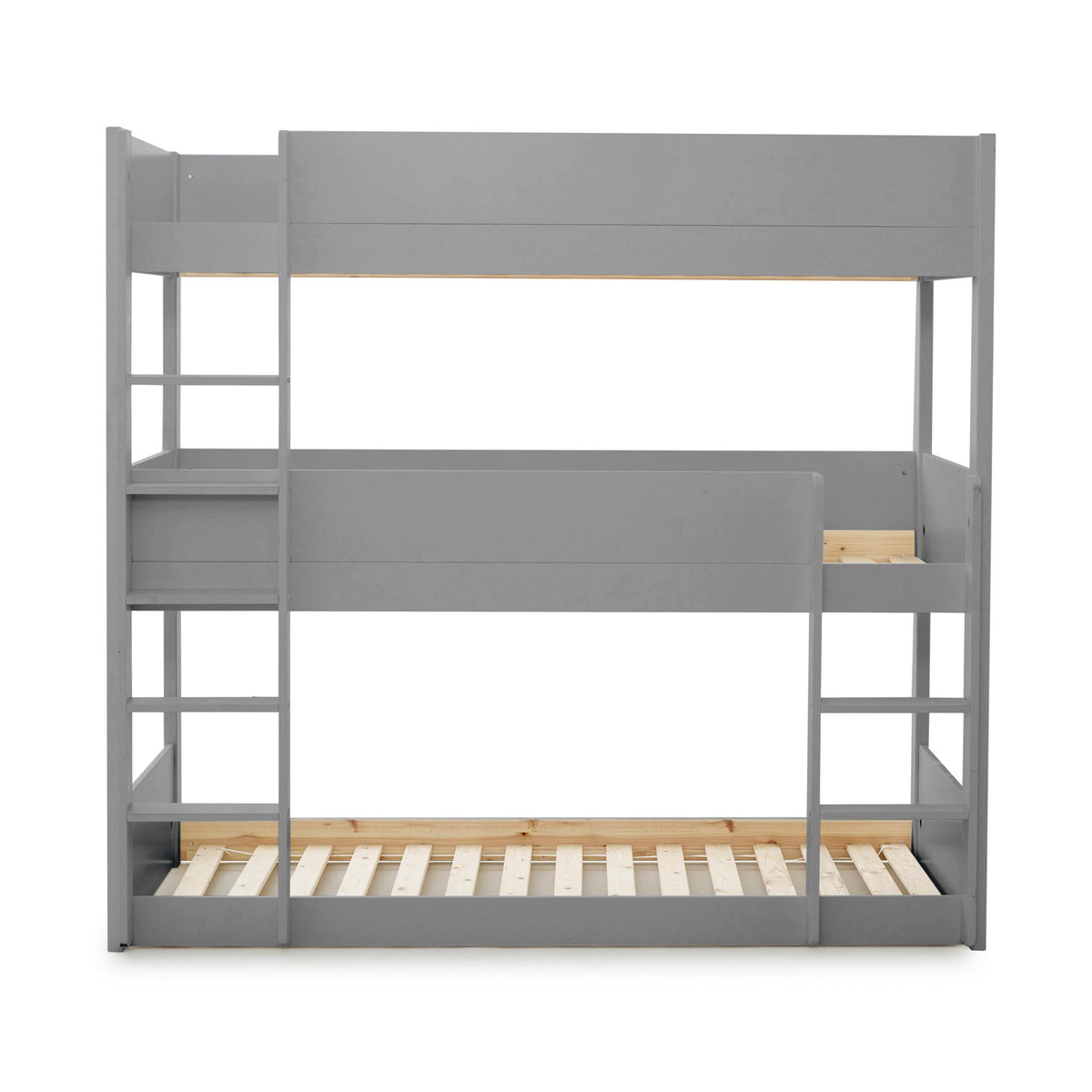side view of the Trio Grey 3 Sleeper Wooden Bunk Bed