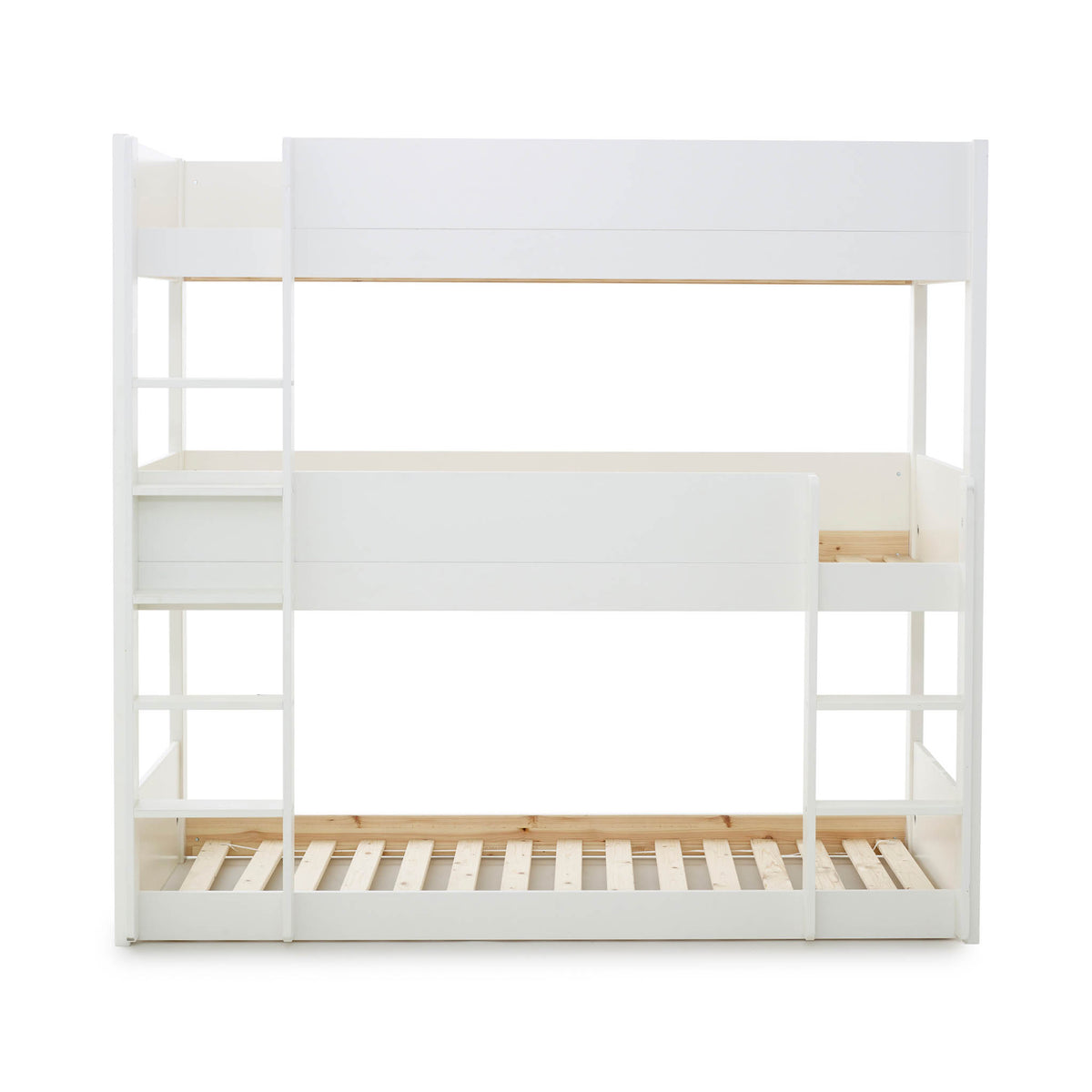 side view of the Trio White 3 Sleeper Wooden Bunk Bed