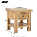 Dimensions - Charlestown Oak Side Table with Drawer