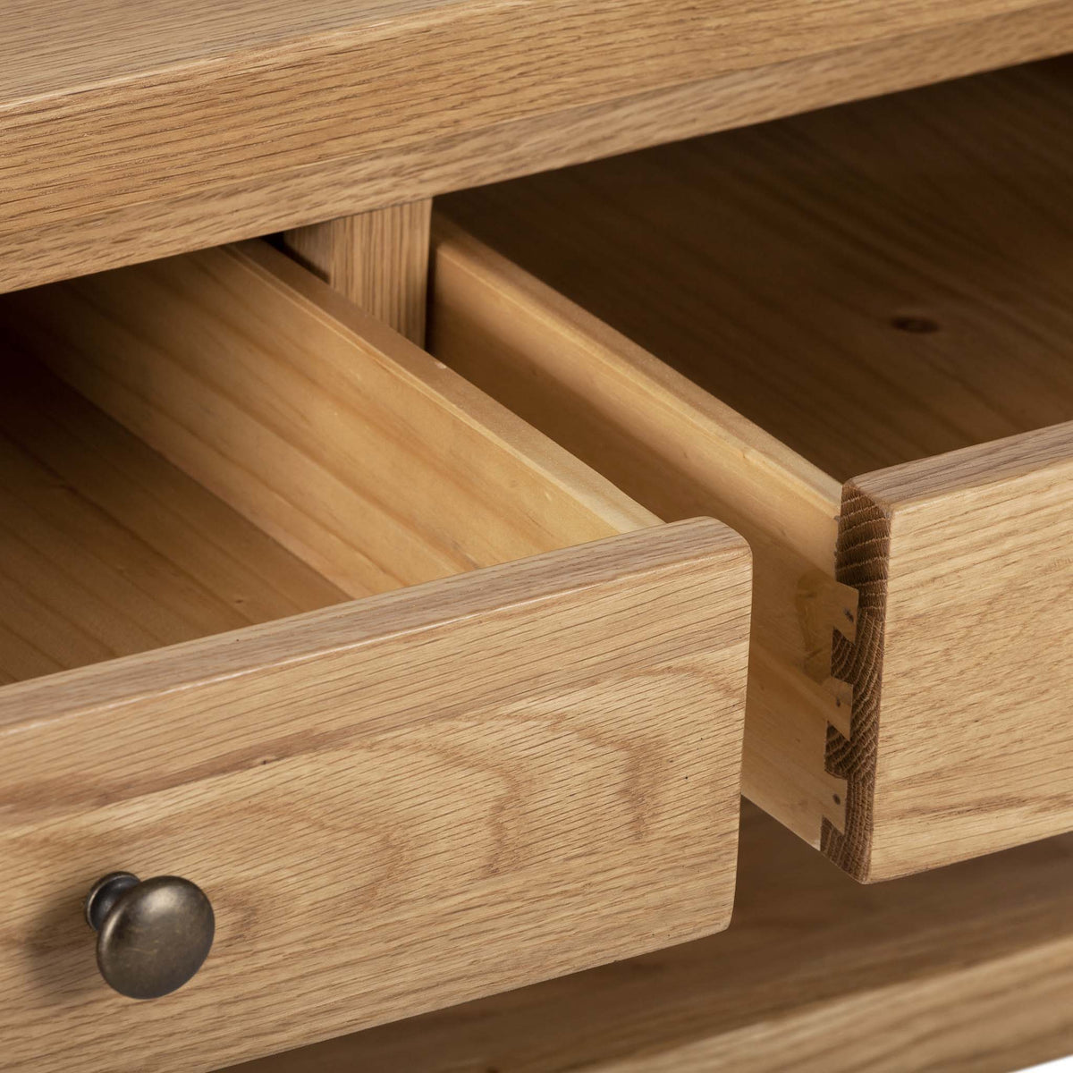 Close up of drawers - Charlestown Oak Coffee Table with 2 Drawers