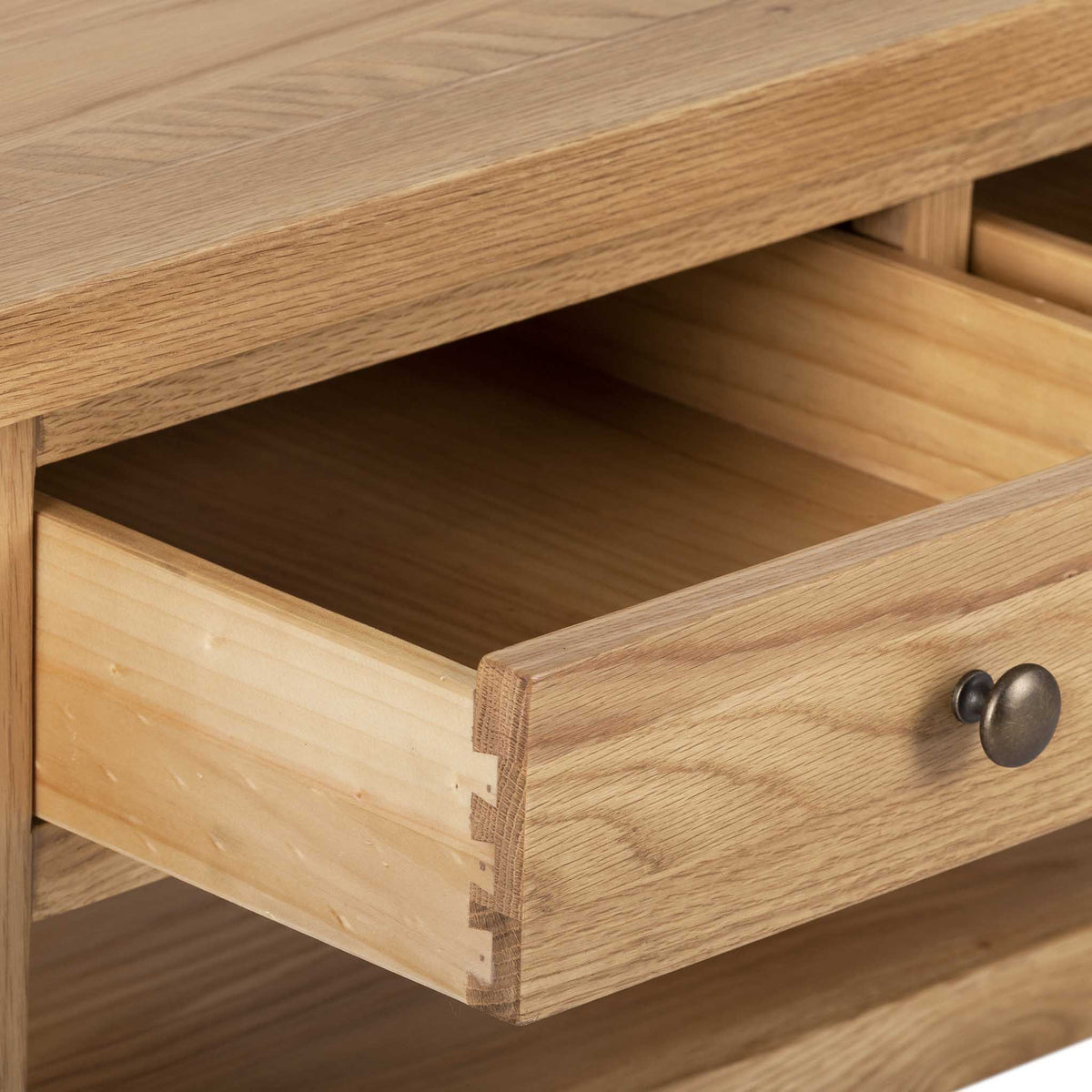 Close up of drawers - Charlestown Oak Coffee Table with 2 Drawers