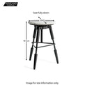 Kandla Black Marble Tripod Stool - Size Guide for Lowest Height
