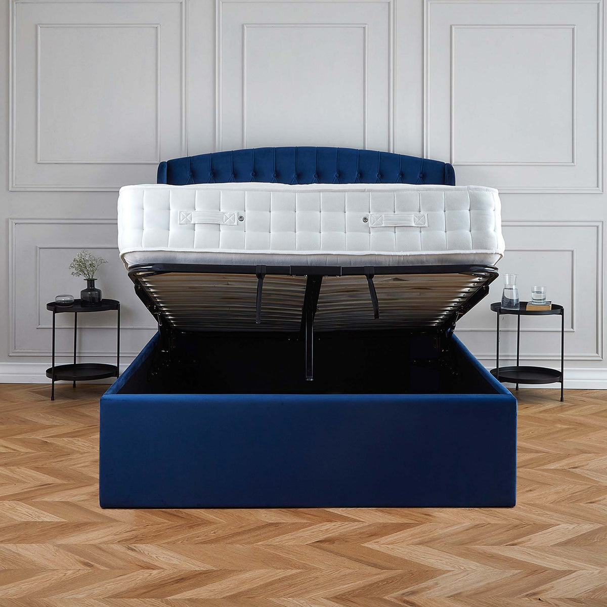 Salisbury Blue Ottoman Storage Bed Frame