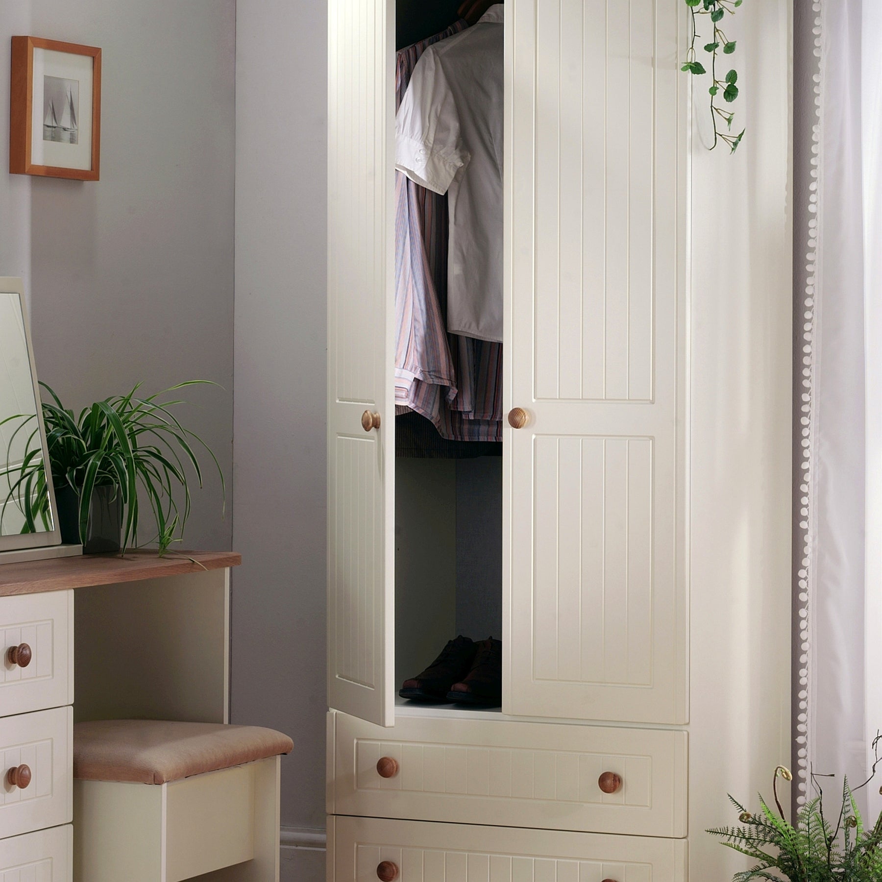 Brixham Cream 2 Door 2 Drawer Wardrobe from Roseland