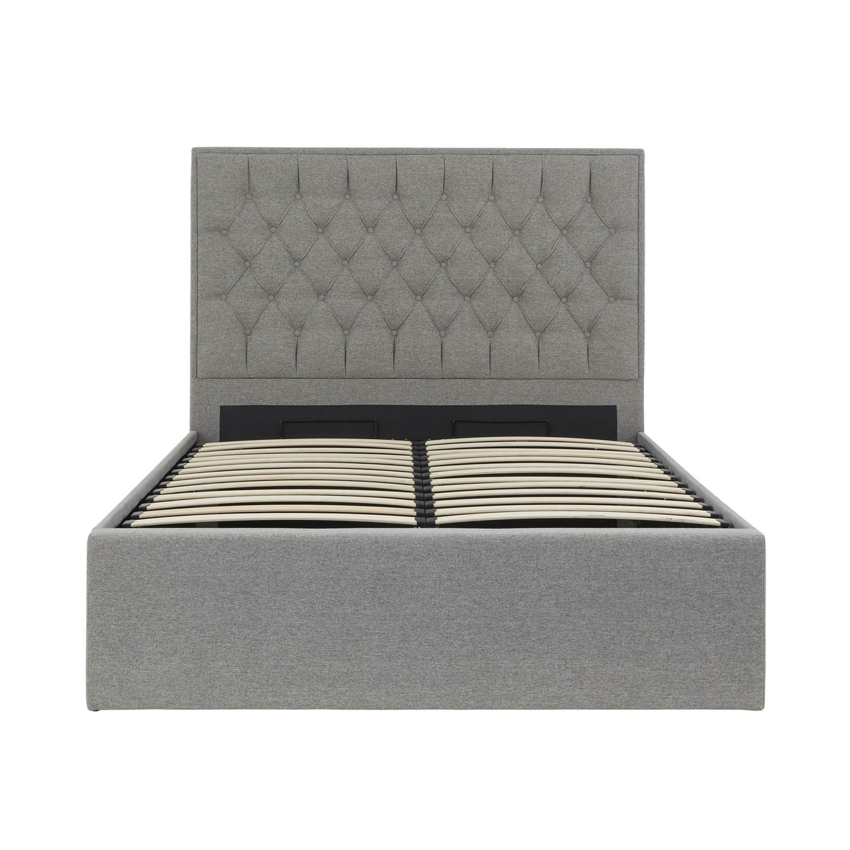 Sutton Grey Upholstered Fabric Ottoman Storage Storage Bed 