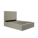 Sutton Oatmeal Upholstered Fabric Ottoman Storage Storage Bed 