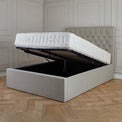 Sutton Oatmeal Upholstered Fabric Ottoman Storage Storage Bed 