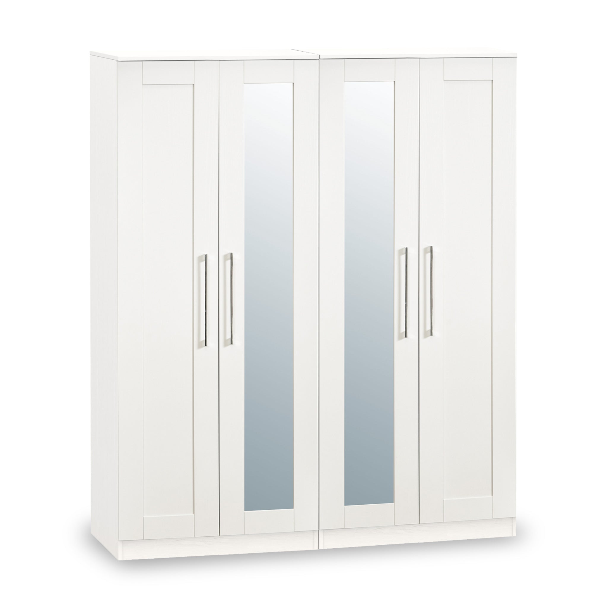Bellamy Large 4 Door 2 Mirror Wardrobe White Grey Roseland