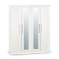 Bellamy White Tall 4 Door 2 Central Mirrored Wardrobe from Roseland Furniture