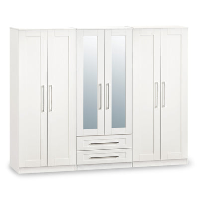 Bellamy Tall 6 Door 2 Drawer with Mirrors Wardrobe