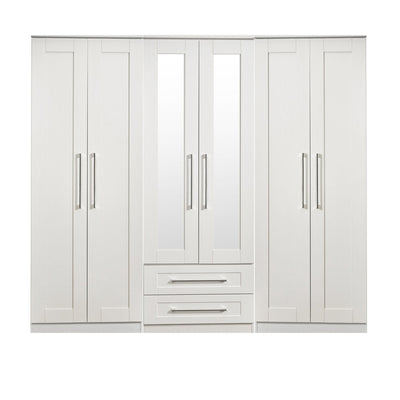 Bellamy Tall 6 Door 2 Drawer with Mirrors Wardrobe