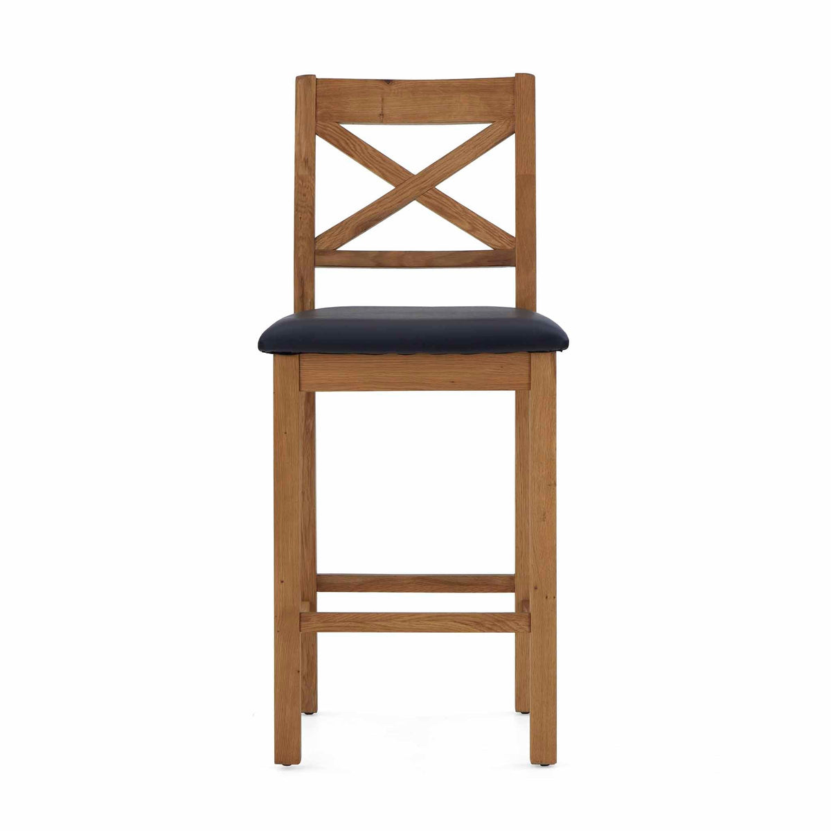 Zelah Oak Crossed Back Bar Stool - Front view