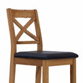 Zelah Oak Crossed Back Bar Stool - Close up of seat of barstool