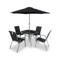 Rio Stacking 4 Seat Dining Set with Parasol from Roseland Furniture