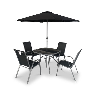 Rio Stacking 4 Seat Dining Set with Parasol