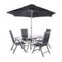 Rio Reclining 4 Seat Garden Dining Set with Parasol from Roseland Furniture