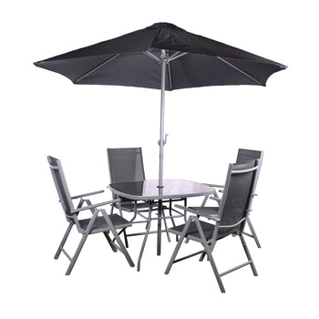Rio Reclining 4 Seat Dining Set with Parasol