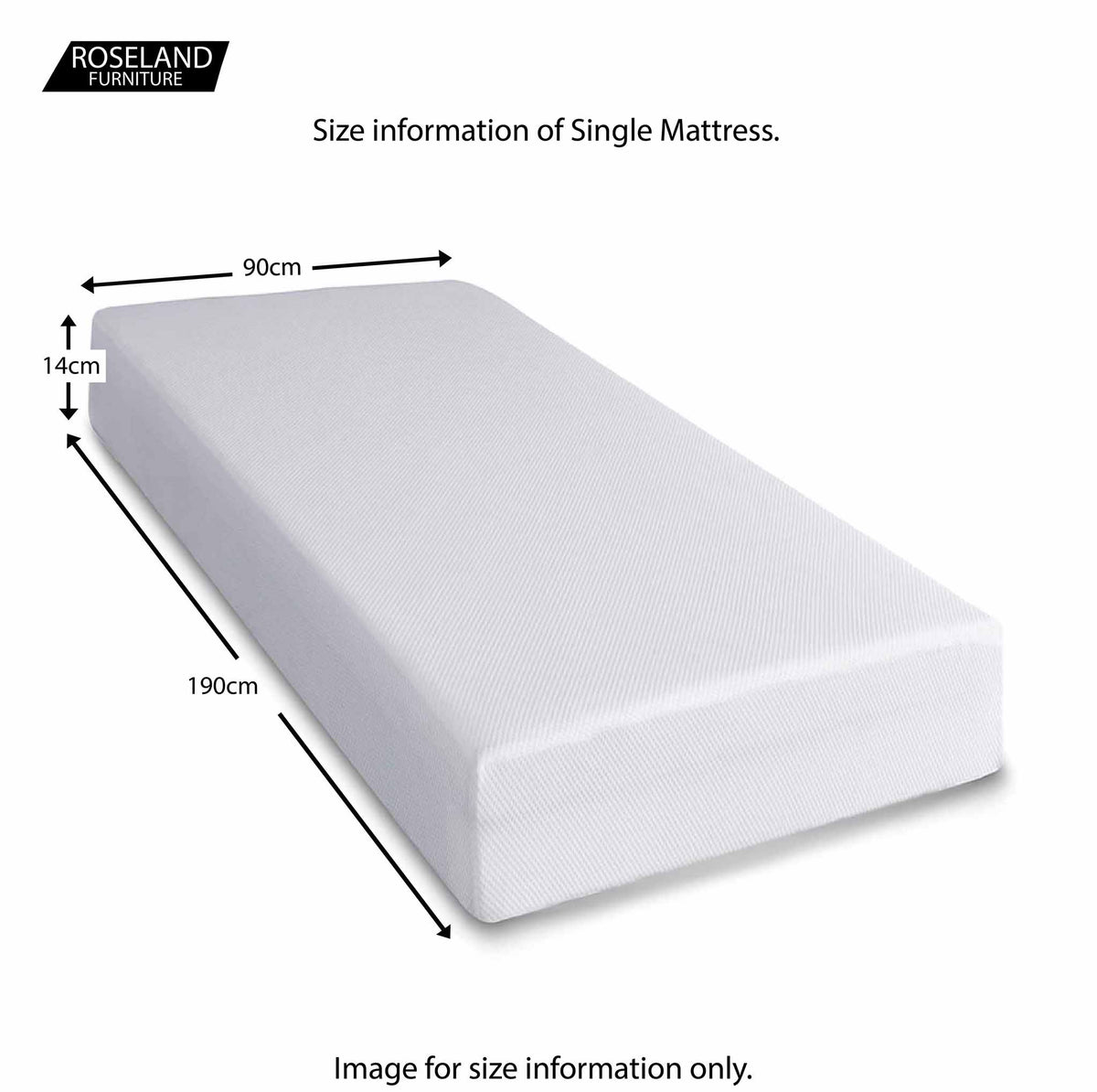 MemoryPedic Reflex kids 3ft Single Mattress - Size Guide