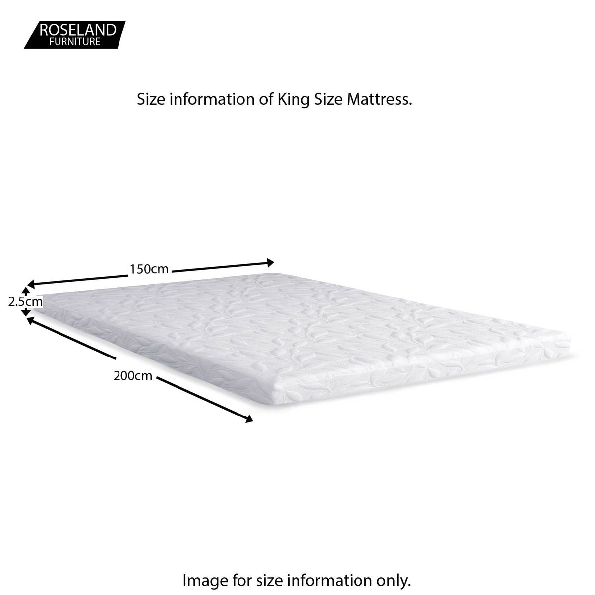 MemoryPedic 2500 Memory Foam Mattress Topper - 5ft king size size guide