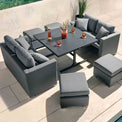 Sunbrella 8 Seater Cube Fire Pit BBQ Dining Set Lifestyle