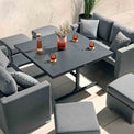 Sunbrella 8 Seater Outdoor Sofa Cube Fire Pit BBQ Dining Set