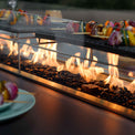 Sunbrella 8 Seat Fire Pit Bar Set with firestones close up