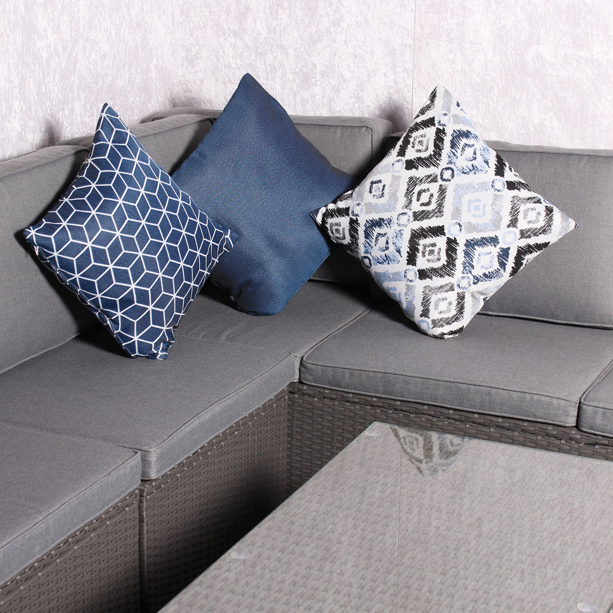 Outdoor Blue Geometric Scatter Cushion
