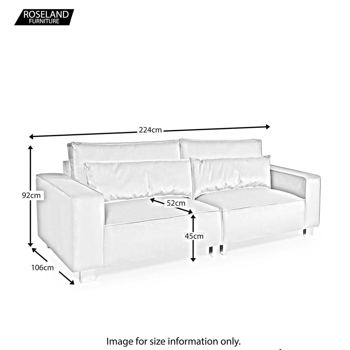 Sloane Luxe Chenille 2 Seat Sofa - Size Guide