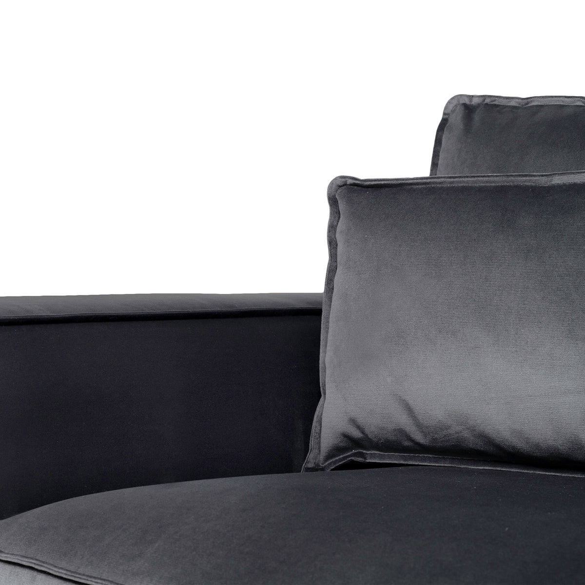 Sloane Luxe Chenille Charcoal 2 Seat Sofa - Close up of sofa arm