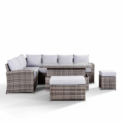 Sloane High Back Rattan Corner Dining Set with Adjustable Table