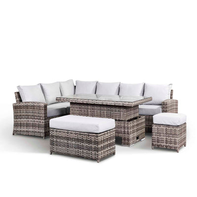 Sloane High Back Rattan Corner Dining Set with Adjustable Table