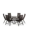 Sorrento Recliner 6 Seat Round Garden Dining Set with Lazy Susan