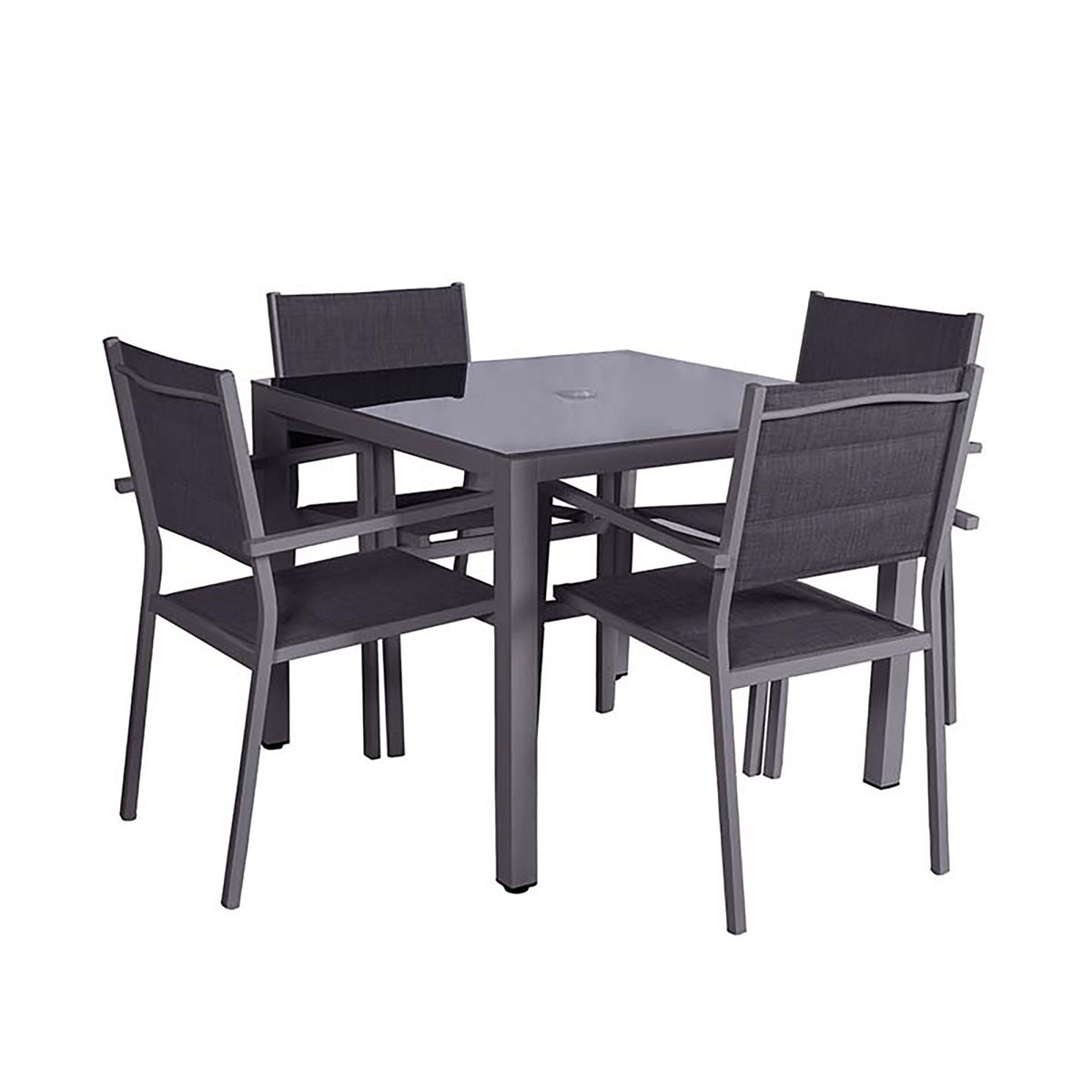 Sorrento 4 Seater Garden Dining Table Set with Parasol - View of table and chairs only