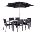 Sorrento 6 Seater Garden Dining Table Set with Parasol by Roseland Furniture