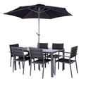 Sorrento 6 Seater Garden Dining Table Set with Parasol