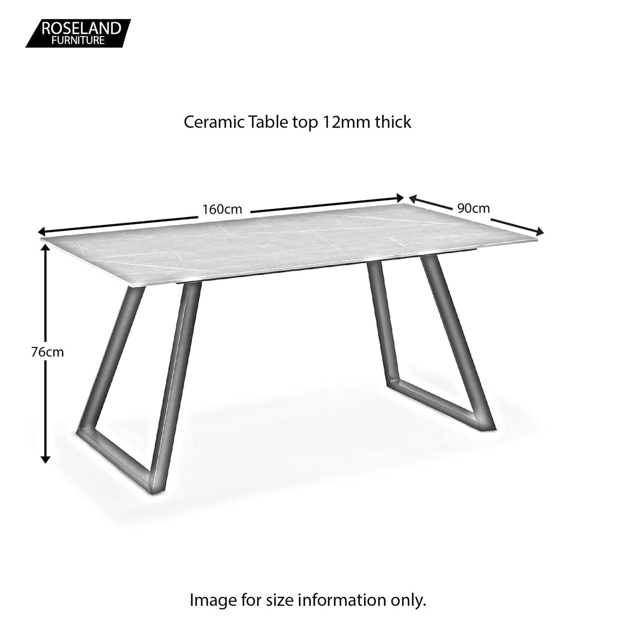 Milan 160cm Ceramic Dining Table Size Guide