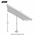  Rectangular Parasol with Grey aluminium Frame - Size Guide