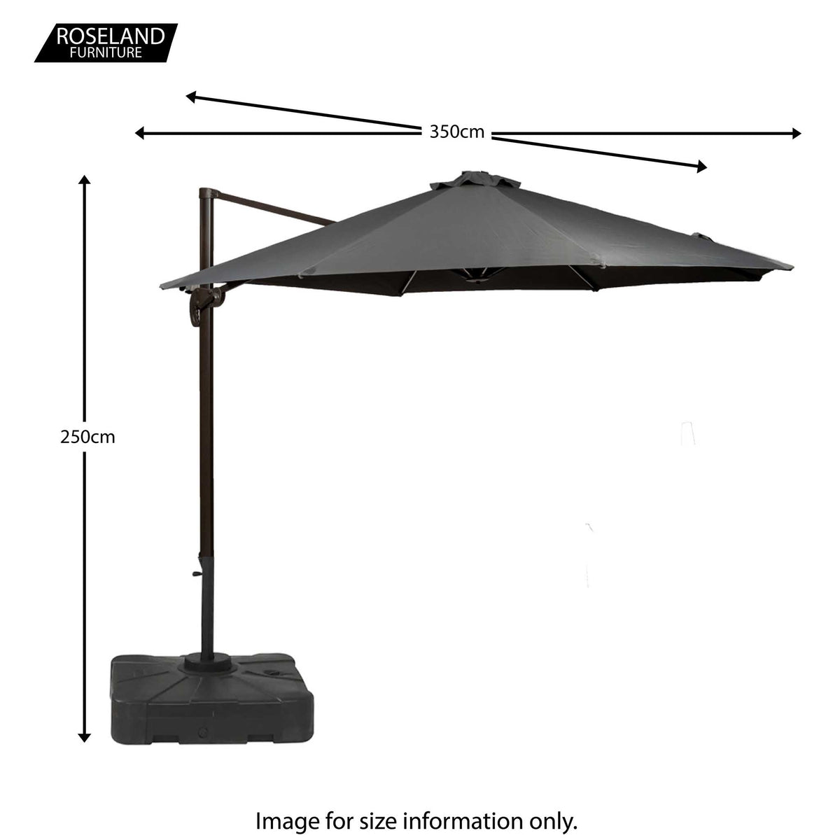 Round Deluxe Solar LED Cantilever Parasol with Base - Size Guide