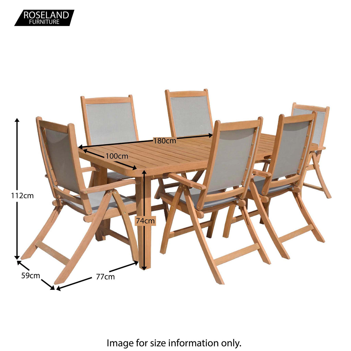 Broadway Acacia Wooden 6 Seat Garden Dining Set - Size Guide