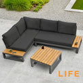 LIFE Soho Chaise Lounge Set with Teak Coffee Table from Roseland Furniture