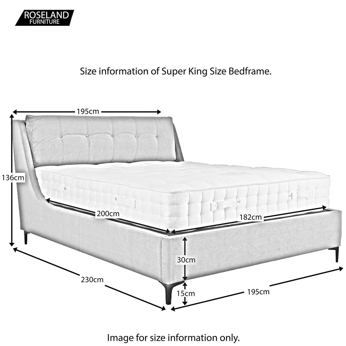 Oliver Super King Size Bed - Size Guide