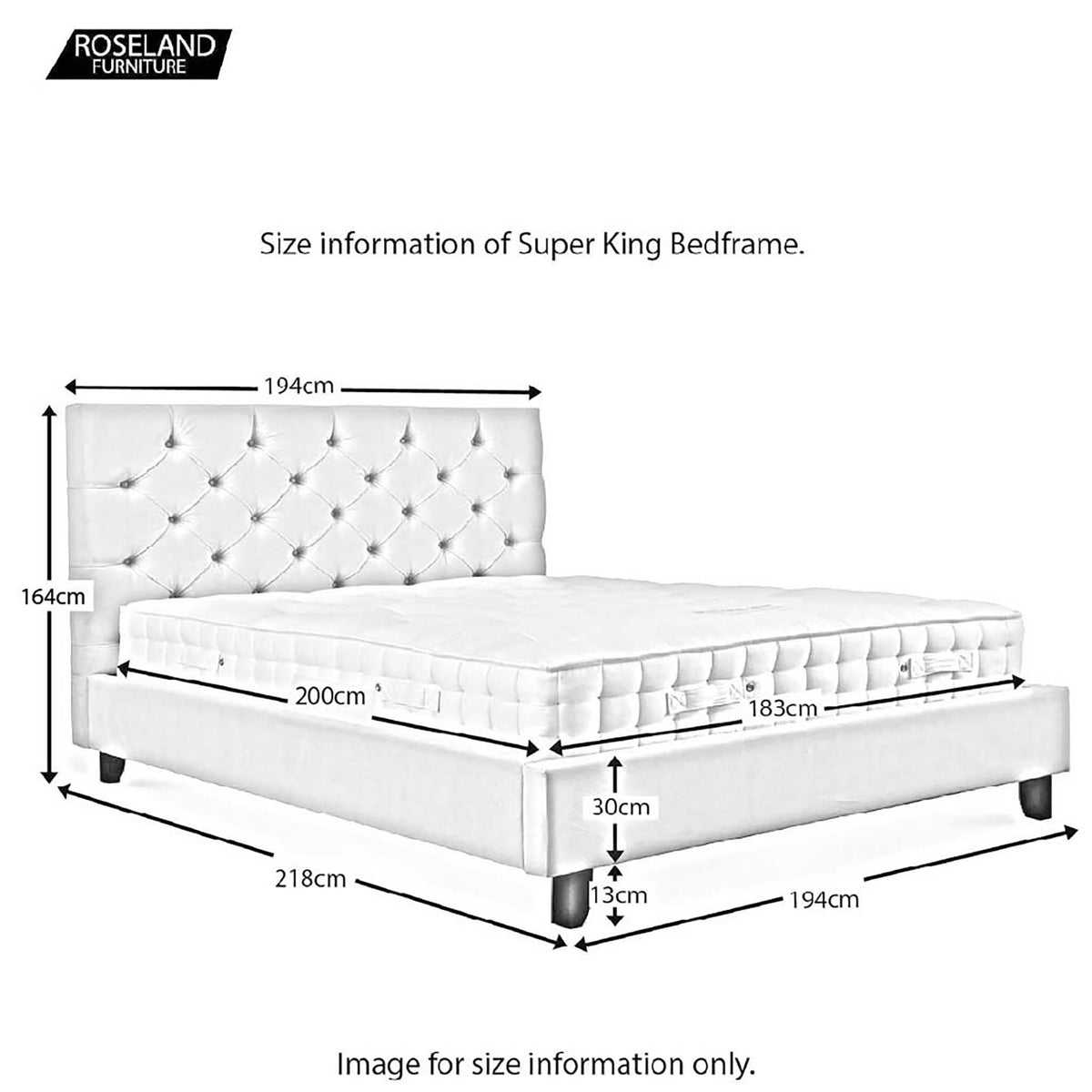 Francis Super King Size Bed Frame - Size Guide