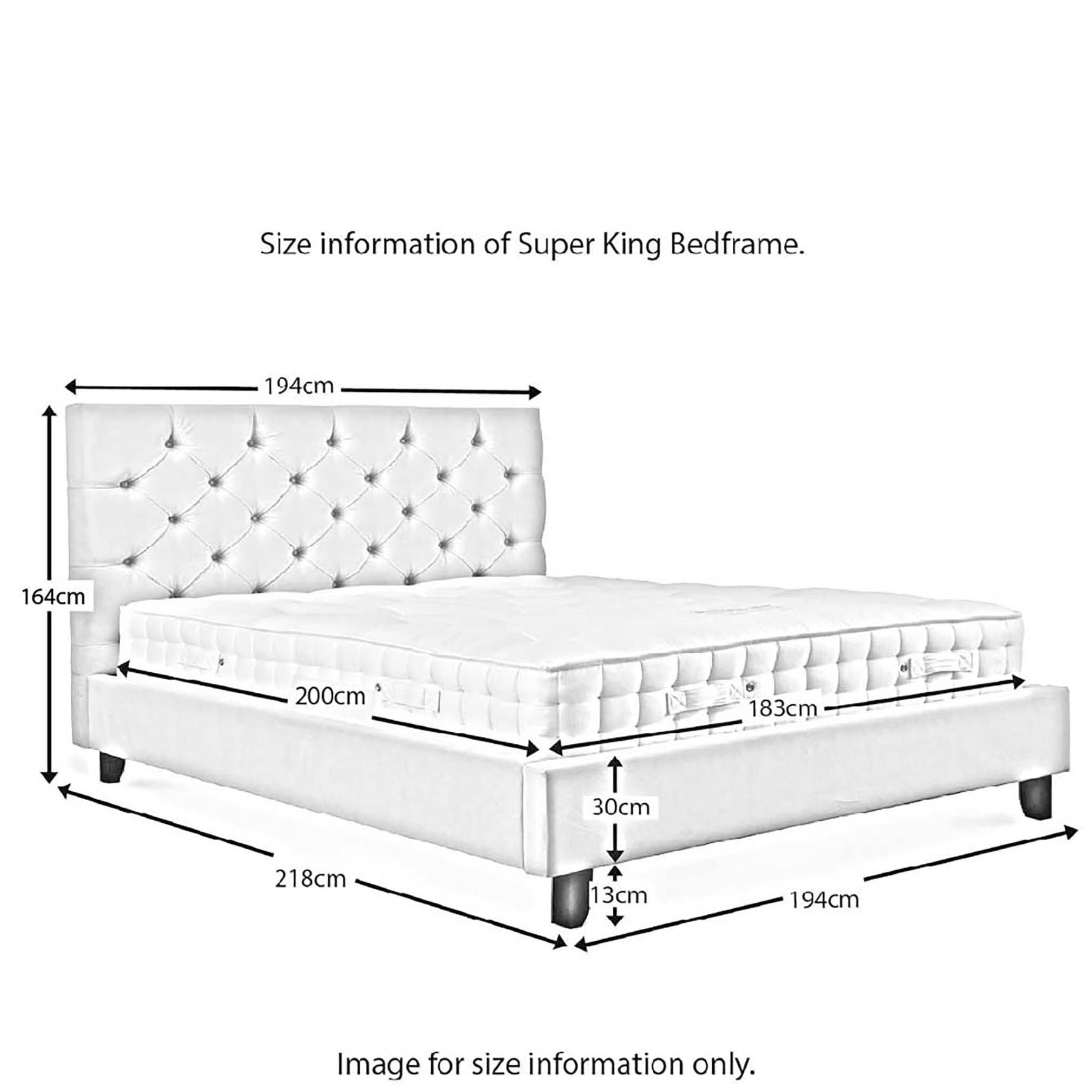 Francis Super King Size Bed Frame - Size Guide