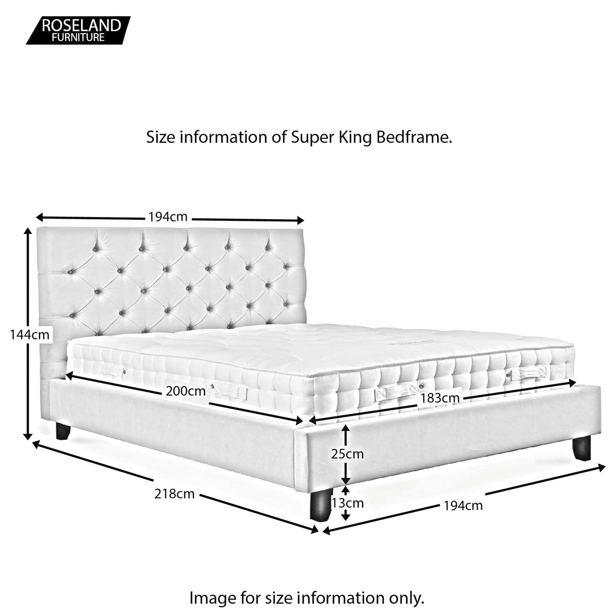 Finley Super King Size Bed Frame - Size Guide