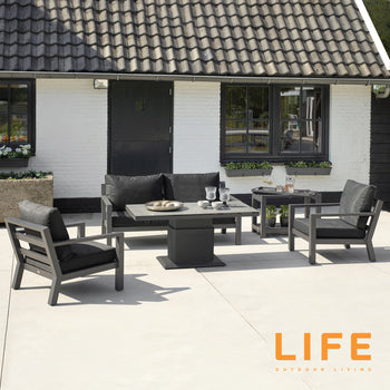LIFE Timber Lounge Set with Ceramic Adjustable Table